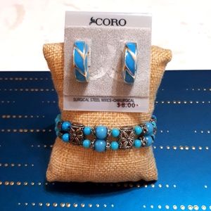 Vintage Coro Earrings with Bracelet